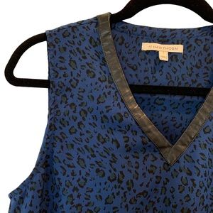 41 Hawthorn Blue Animal Print Blouse Size Small